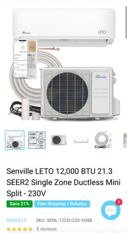 Senville LETO 12,000 BTU 21.3 SEER2 Single Zone Ductless Mini Split - 230V