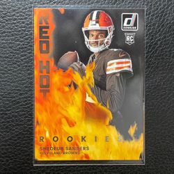2025 Shedeur Sanders Donruss “Red Hot Rookies” Insert Rookie Card.