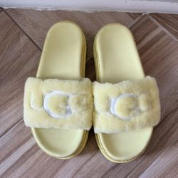 Ugg laton best sale fur slide yellow