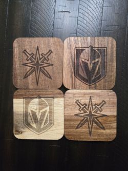 🏒  Custom Laser-Engraved Vegas Golden Knights Wooden Coasters 🏒