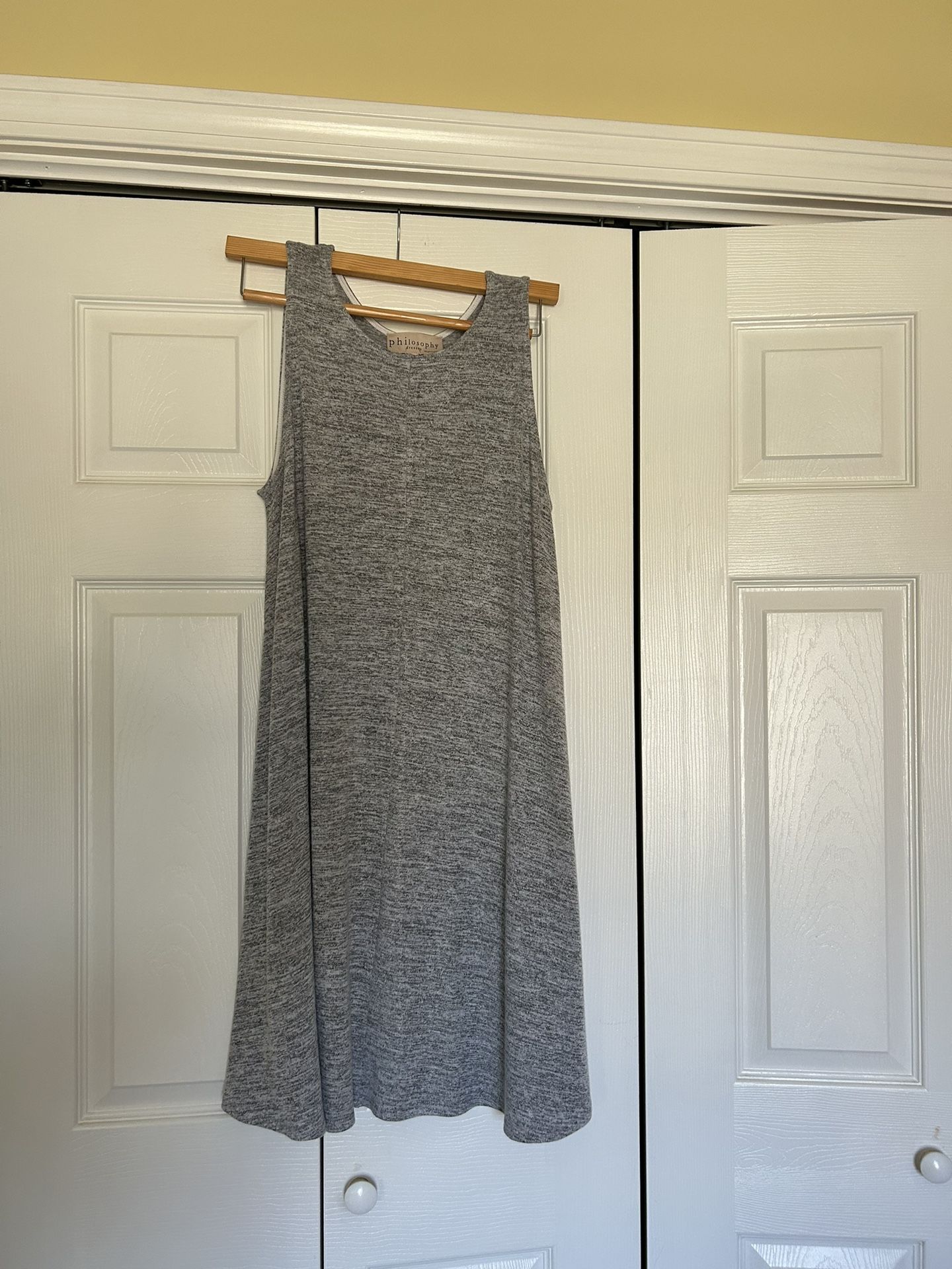 Philosophy Midi Black/Grey Sleeveless Tank Fit & Flare Minimalist Dress Size M