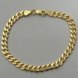 925 Silver 8.5” 6mm bracelet cuban chain 18k yellow gold plated unisex