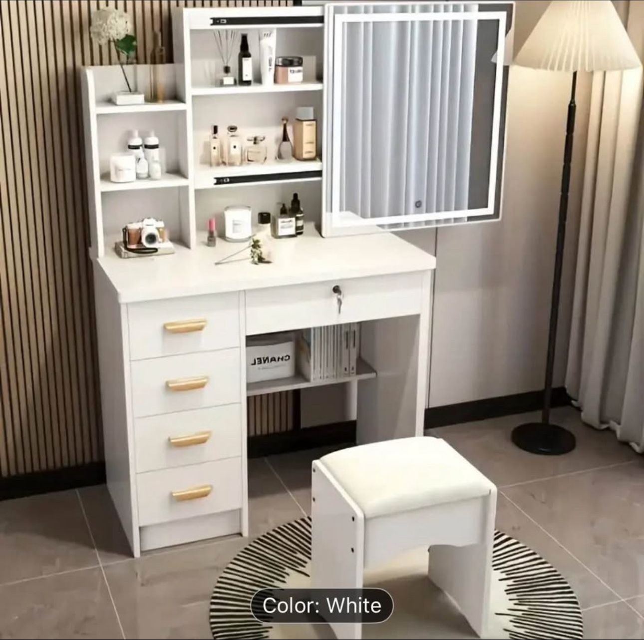 Modern & Elegant Makeup Vanity Set With Stool
