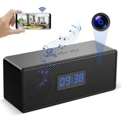 Hidden Camera Clock Bluetooth Speaker WiFi Spy Camera FHD1080P Wireless Secret Nanny Cam Small Surveillance Security Cams Night Vision Motion Detectio