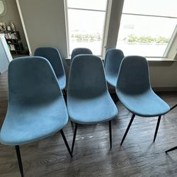 Kody Blue Velvet Dining Chair (Set of 6)