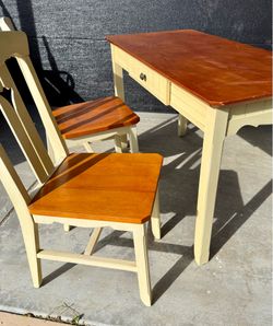Two Toned Wood Desk and Chairs Set