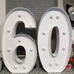 Light up Numbers 60, 3FT Giant Marquee Numbers for 60 Birthday Decoration