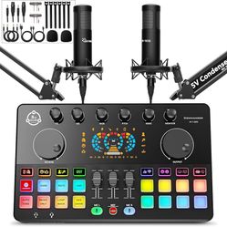 Podcast Equipment Bundle for 2, Audio Interface with Condenser Microphone, Voice Changer, DJ Mixer for Streaming, Podcast Recording COMMANDER M100 3rd