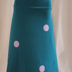LulaRoe Green/Purple Polka Dot Mid-Length Midi Skirt Plus Size 2xl