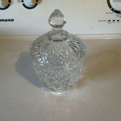 Vintage Diamond Cut Glass Candy Dish or Sugar Bowl with 