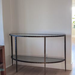 Crate And Barrel Clairemont Demilune Glass Console Table 