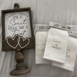 Wedding Decor - Dessert Sign & Treat Bags 