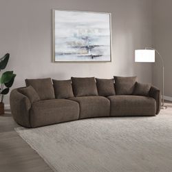 Brown Boucle Sofa - Free Delivery ✅ Modern Boucle Sofa - Large Sofa 