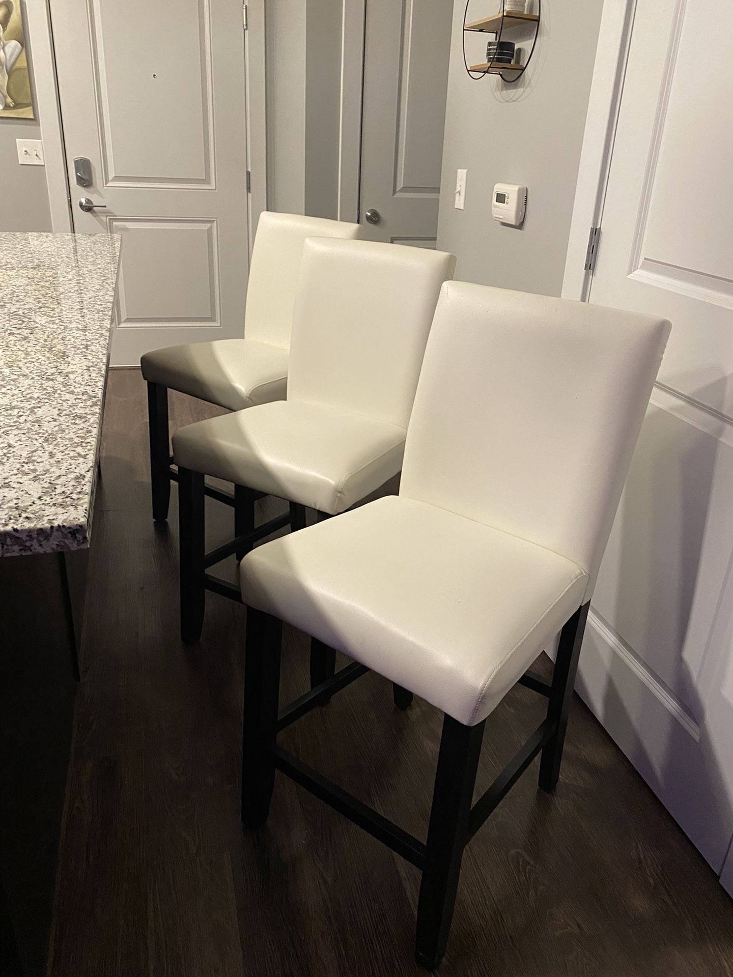 Modern White Leather Bar Stools