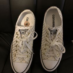 Converse All Star White With Gold Polka Dots Shoes