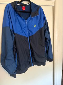 Nike Men's 3XL Big & Tall Blue/Navy Colorblock Full Zip Hooded Windbreaker