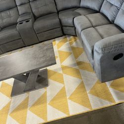 modern sectional sofa in a gray upholstery
