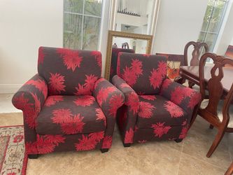 Pair of Floral Upholstered Accent Chairs