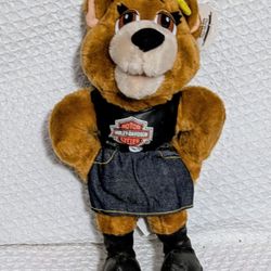 Harley Davidson Plush Girl Toy Black And Denim Outfit 1998 Vintage