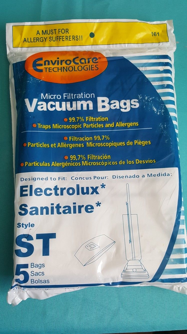 3 PKGS. EUREKA, SANITAIRE. ELECTROLUX "ST" STYLE VAC. BAGS 