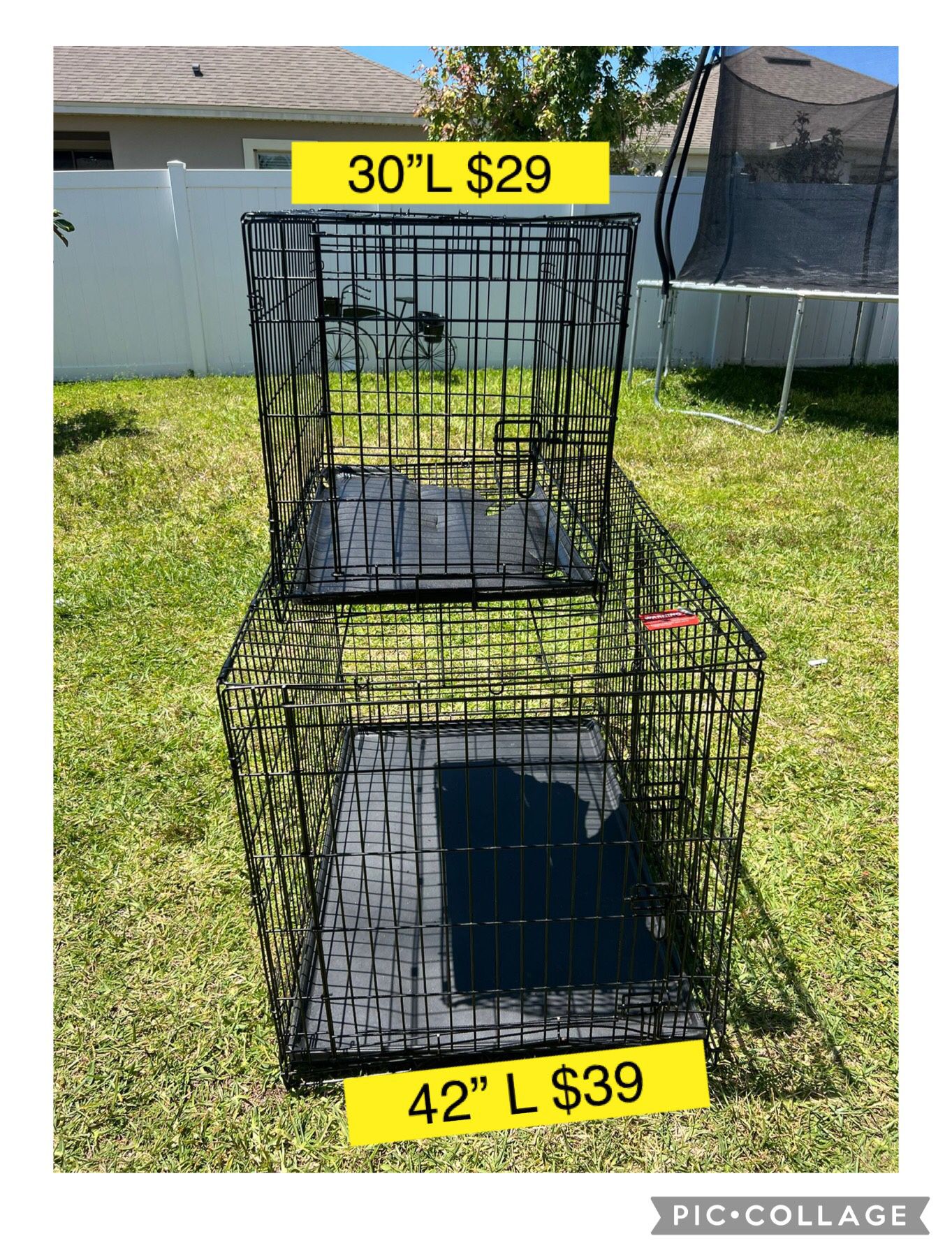 Double Door Metal Wire Dog with Leak-Proof Pan, 42 inch & 30 Inch kennel, dog or cat house