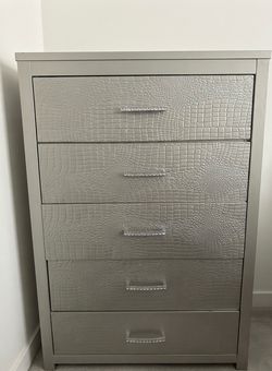 Silver Five Drawer Chest