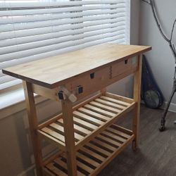 Wooden Table with Roller Wheels And Child Lock 