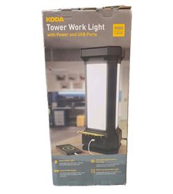 New Koda 9000 Lumens LED Tower Work Light W/Power & USB Ports, 5.8"WX14.1"LX6.6H