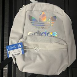 Adidas Originals Small Mini Backpack White Black With Silver Trefoil
