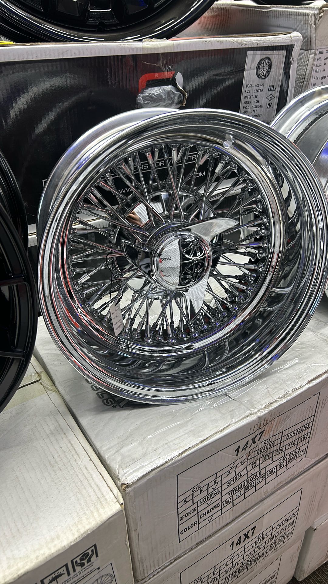 14”x7” 72spoke Chrome $$1200