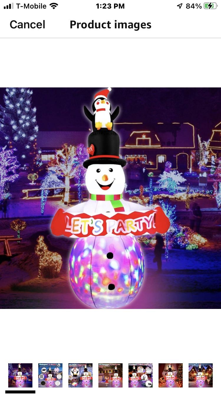 8 FT Christmas Inflatables Colorful Snowman with Penguin Outdoor Decorations, Blow up Snow Man Yard Decor Built-in Bright Colorful Rotating LED, Weath