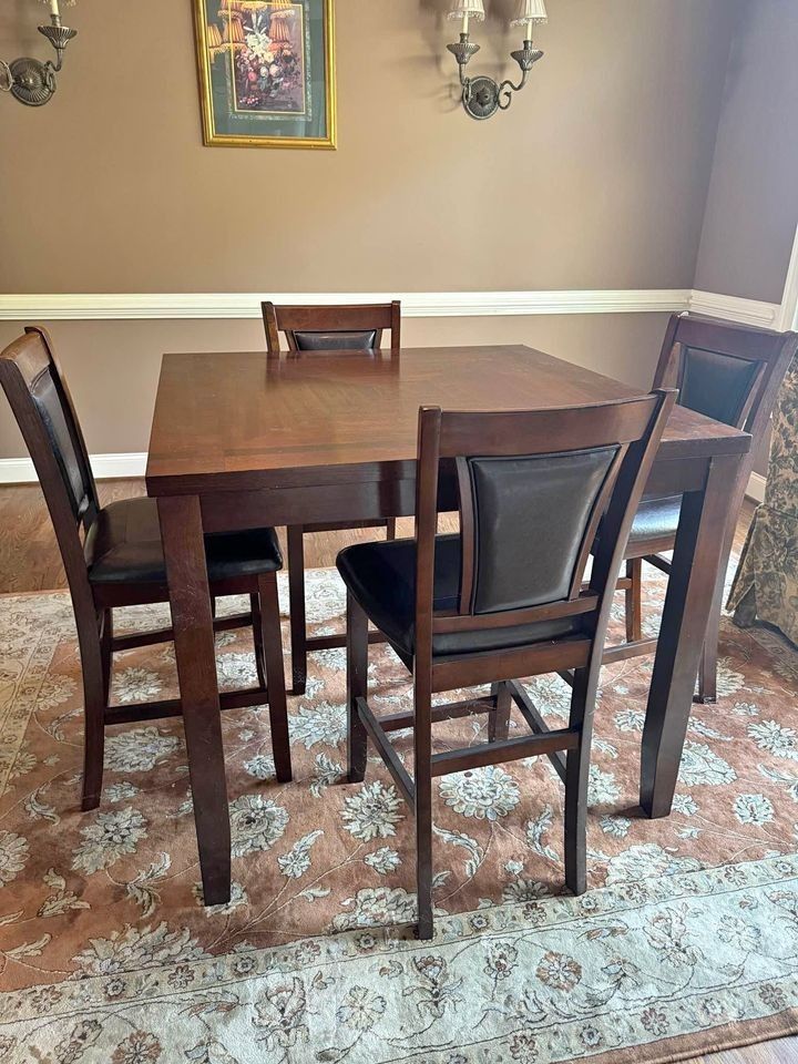 Brand New Dark Brown Solid Wooden Dining Table Set With 4 Chairs | Pay After Delivery 🚚
