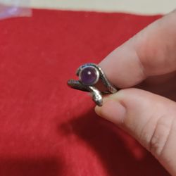 Amethyst Adjustable Snake Ring