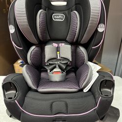 Evenflo EveryFit 3-in-1 Convertible Car Seat, 10-Year Use, Augusta Pink