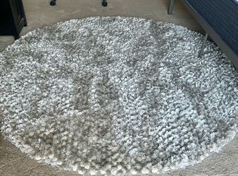 Plush 5ft Round Shimmer Shaggy Rug Grey