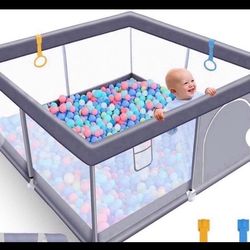 Baby Playpen Kid's Fences For Babies And Toddlers Infant PlayYards With Zipper Gate Sturdy PlayAreas For Babies And Toddlers With Base Hard To Slip, B