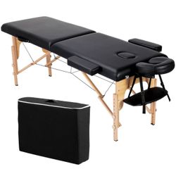 Massage Table Portable Lash Beds Spa Bed Massage Couch Foldable Spa Tables Adjustable 2 Fold with Non-Woven Bag 24 inch, Black