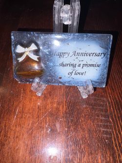 Glass “Happy Anniversary “ Decorative Plaque