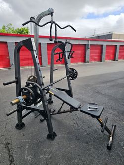 Commercial Power Rack with Lat Pulldown and Bench
