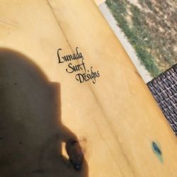 Lunada Surf designs surfboard 6' 8" rare old-school beach sports vintage rare 1980 CB signed