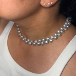 Vintage Natural Pearl Double-Strand Choker – 16”