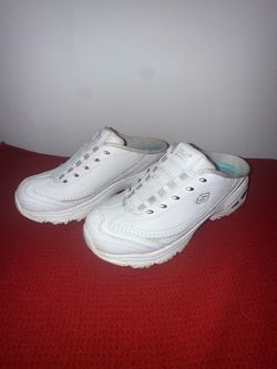 Skechers D'Lites Mules White Memory Foam Slip On Sneakers Women Size 7