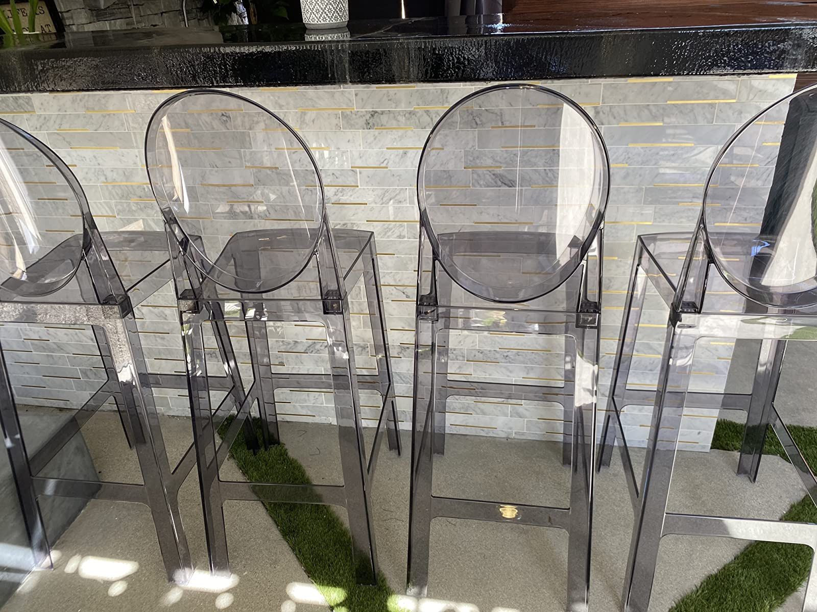 Modern Smoke Transparent Armless Bar Counter Stool Chair