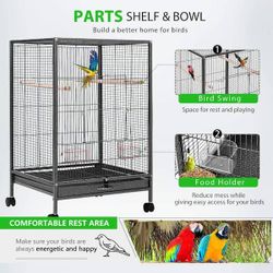 Wrought Iron Rolling Large Bird Cage