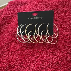 Hoop Costume Earrings Mix Of Silver and Gold 6 Pair