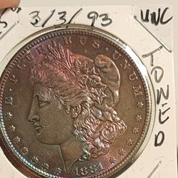 1881 S Morgan Silver Dollar Toned B U C