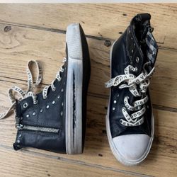  Zara kids Leather black high top trainers size 36. Size US 4. 