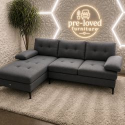 FREE DELIVERY, NO DEPOSIT Blueish Grey Tufted Couch Sectional 