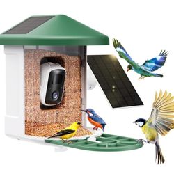 Bird Feeder with Camera with AI Identify Birds Species Solar Panel, Smart Bird House with Cam, 2K Live View, Instant Arrival Alerts