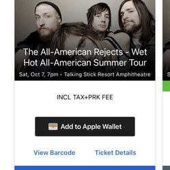 All American Rejects—— New Found Glory 1 Ticket!